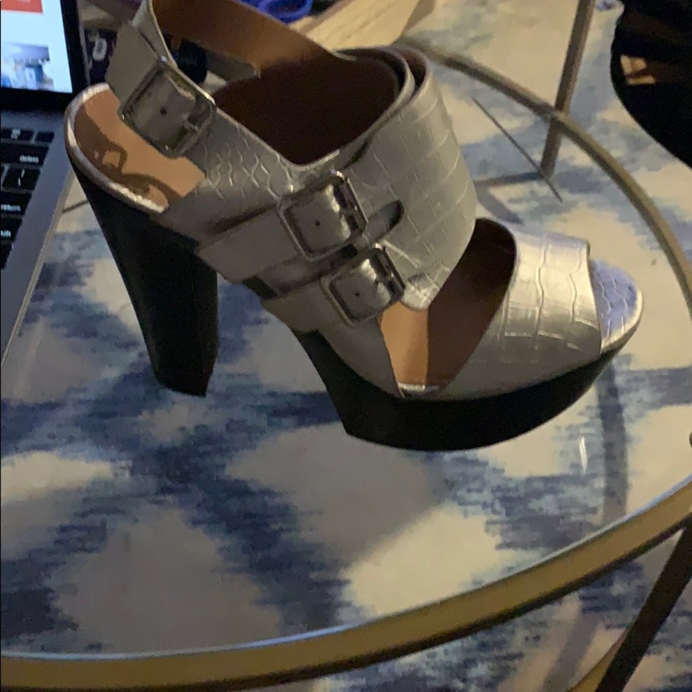 Silver platform heels